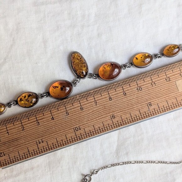 Vintage 925 Sterling Silver and Baltic Amber Necklace 18" - Picture 14 of 16